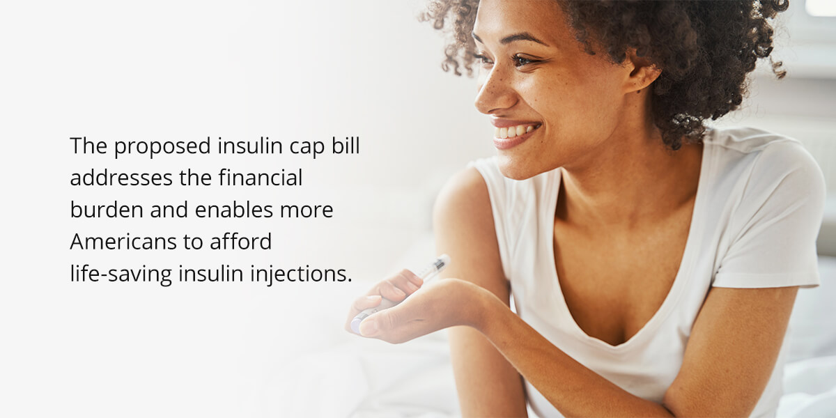 Women self-injecting herself with insulin