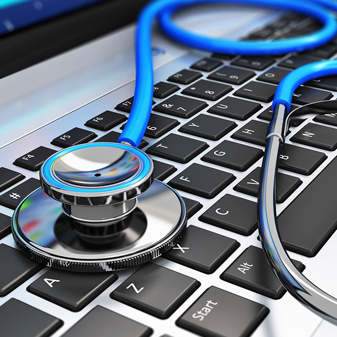 stethoscope on keyboard