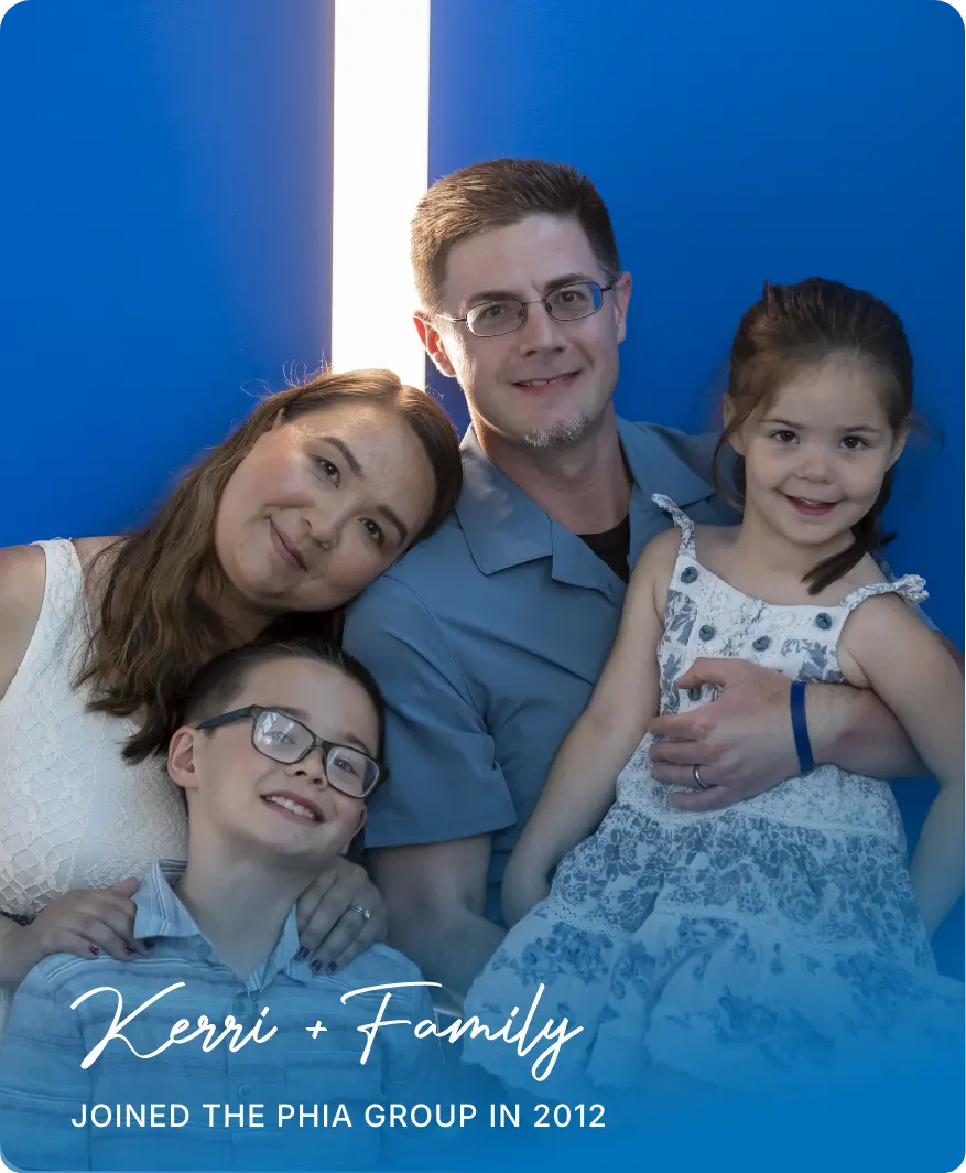 Kerri and family joined th phia group in 2012 / pictured is her and her husband with their son and daughter