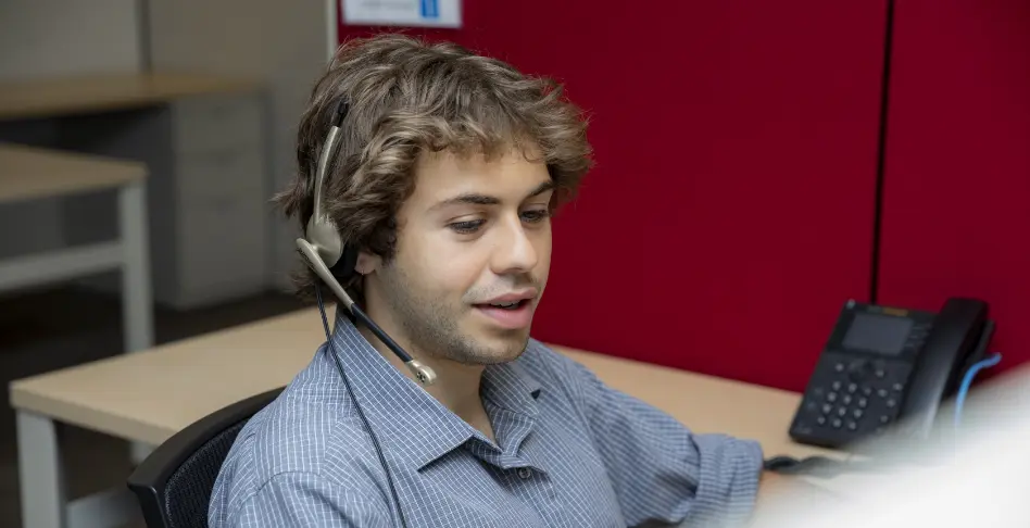on-call phia worker on call discussing with a client